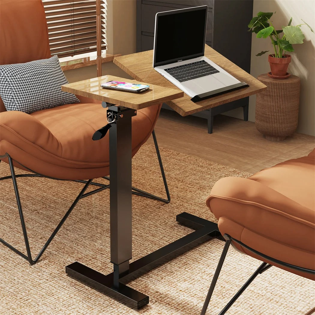 Adjustable Mobile Over Bed Bedside Laptop Desk with Hidden Wheels Rolling Sofa Side Table