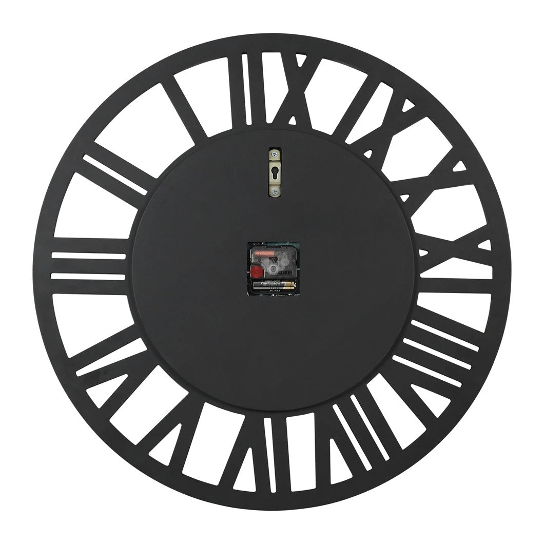 Large 60CM Round Mirrored Wall Clock – Beveled Glass Skeleton Clock with Roman Numerals for Living Room & Fireplace Decor
