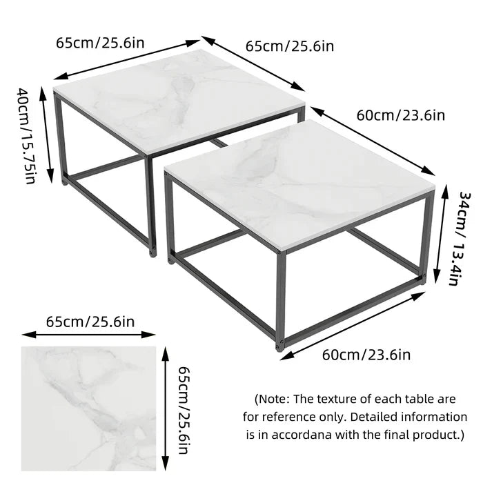 2PCS Texture Modern-Inspired Nesting Coffee Table Set