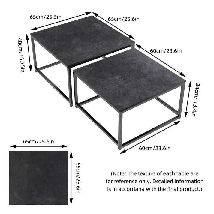 2PCS Texture Modern-Inspired Nesting Coffee Table Set