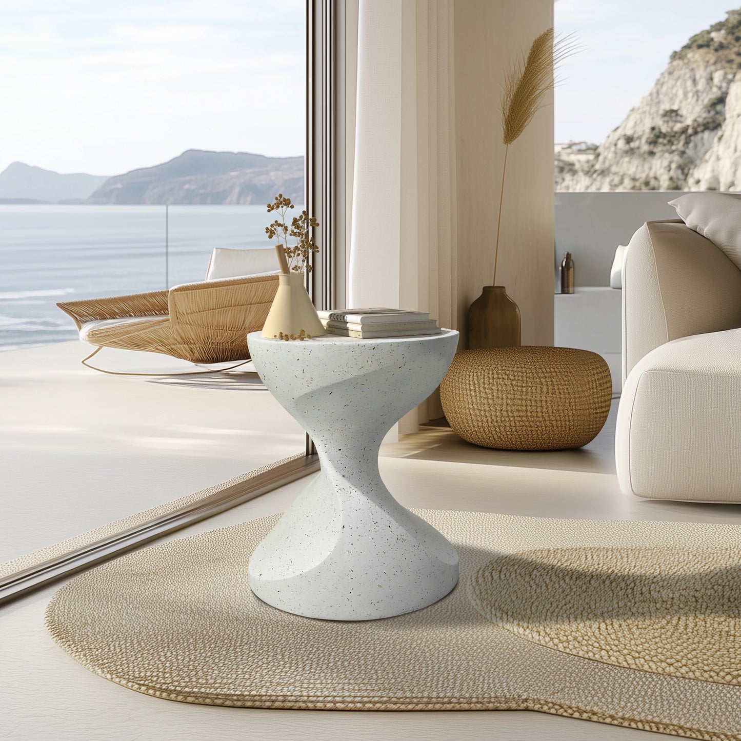 Mediterranean Style Lightweight Concrete Side Table