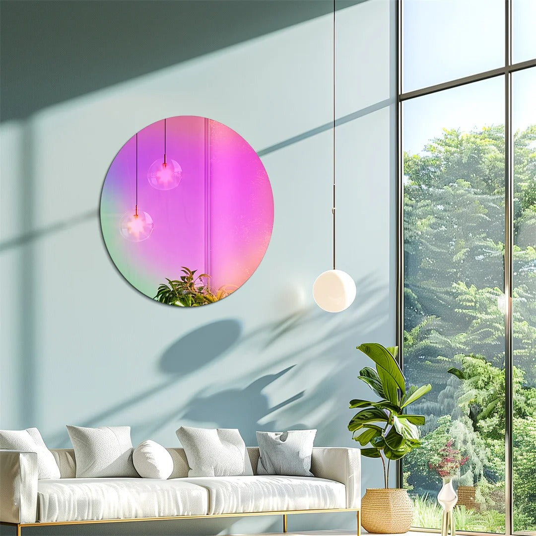 Rainbow Iridescent Round Wall Mirror – Decorative Glass Accent for Living Room, Entryway & Home