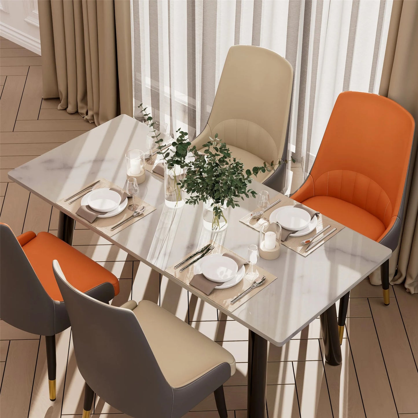 Faux Leather Dining Chairs Set of 2