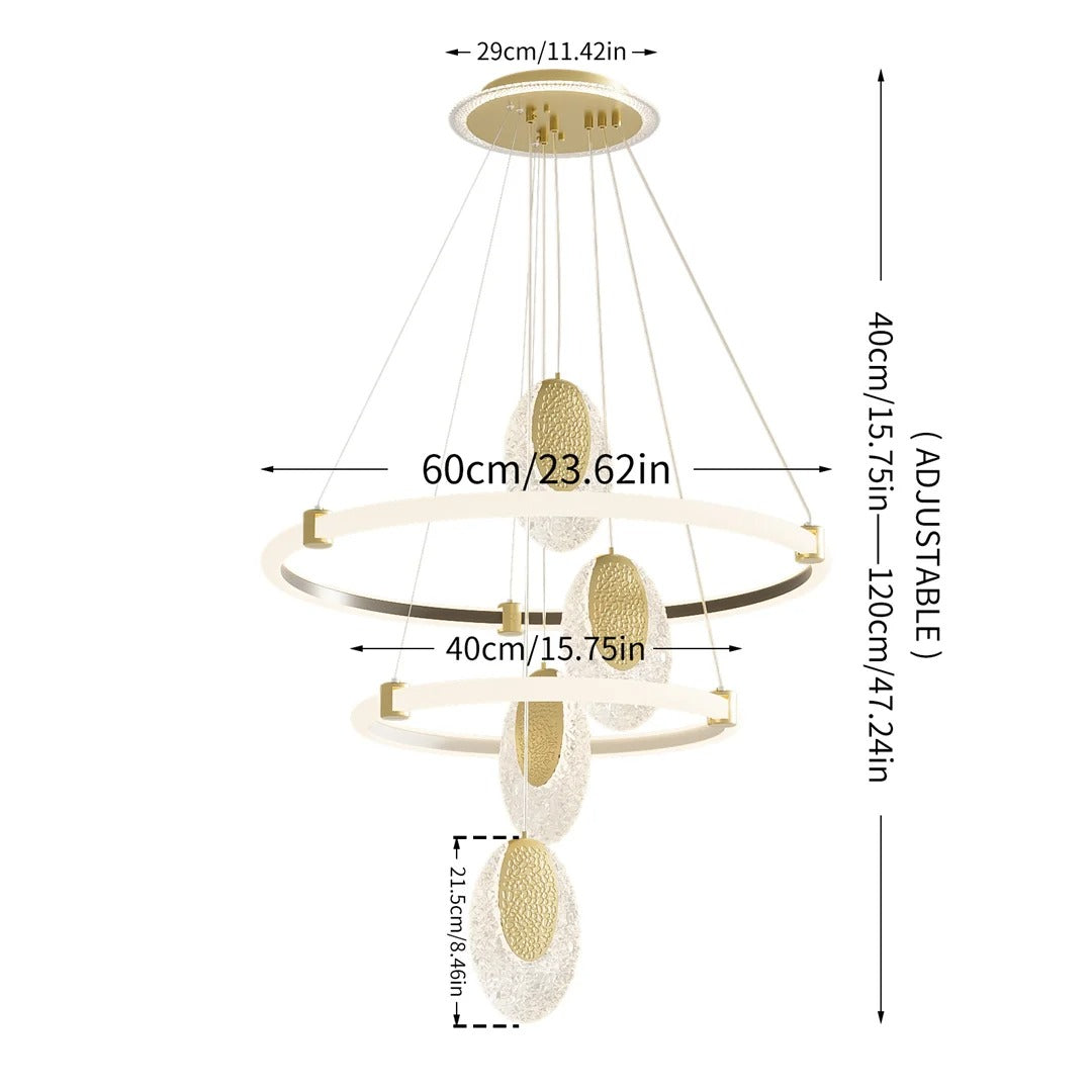 3-Layer Modern LED Ceiling Chandelier – Acrylic Water-Drop Pendant Light with 3-Colour Adjustable Lighting