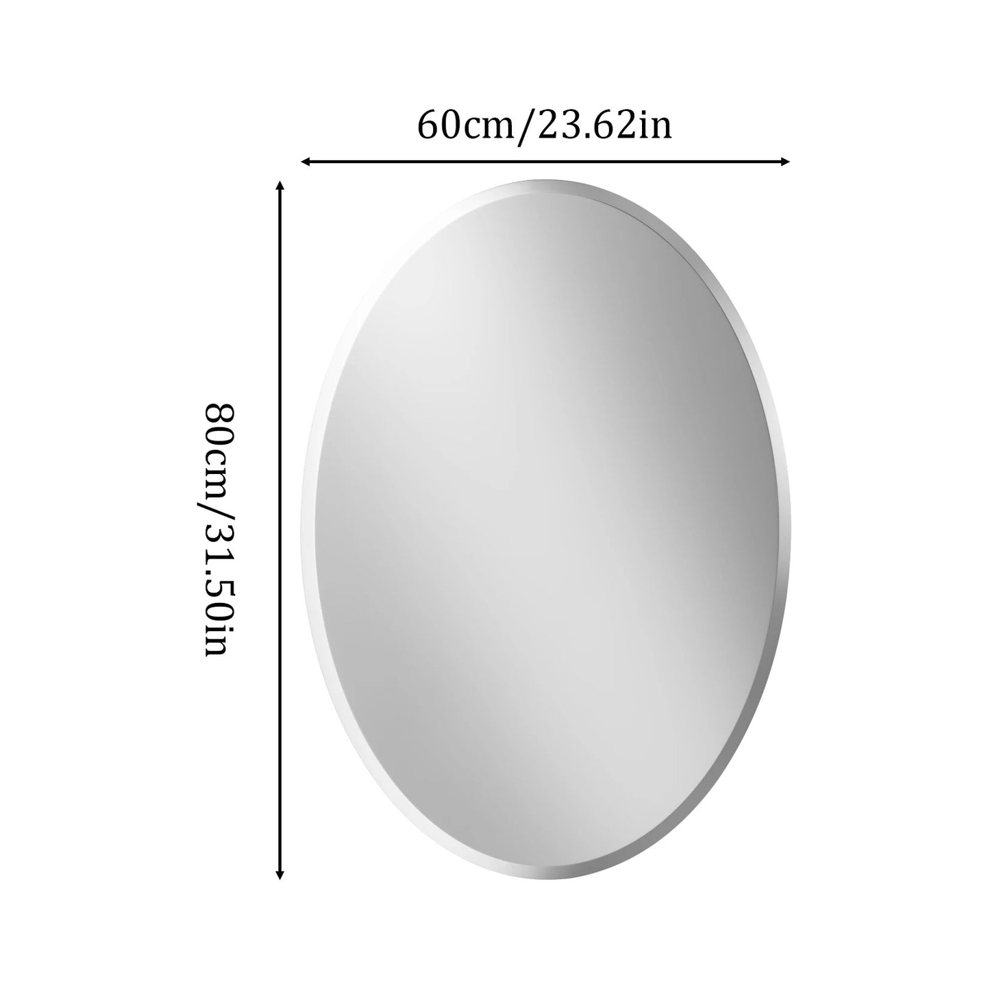 Oval Frameless Bathroom Mirror – High-Definition Vanity Mirror with Beveled Edge for Entryway & Living Room