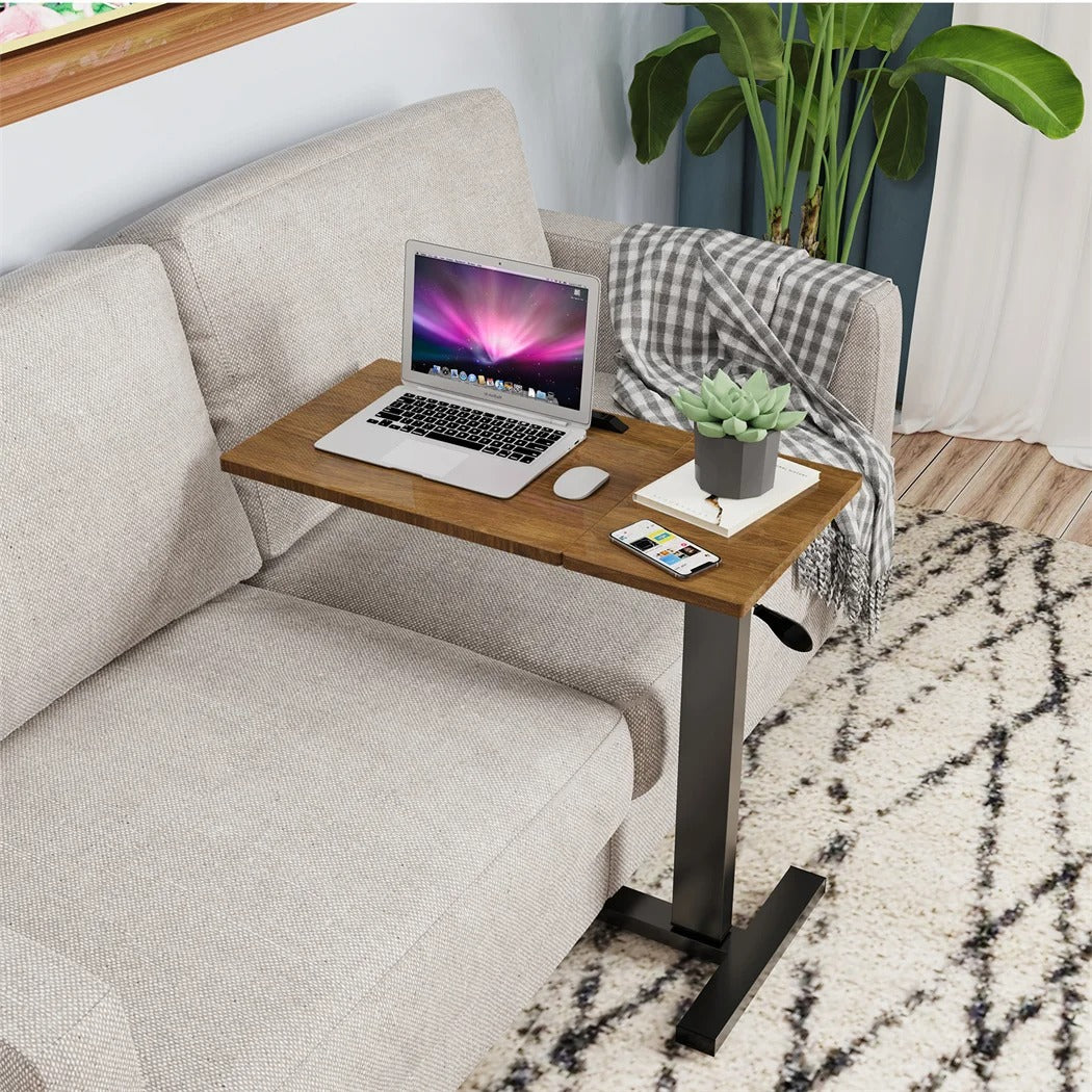Adjustable Mobile Over Bed Bedside Laptop Desk with Hidden Wheels Rolling Sofa Side Table