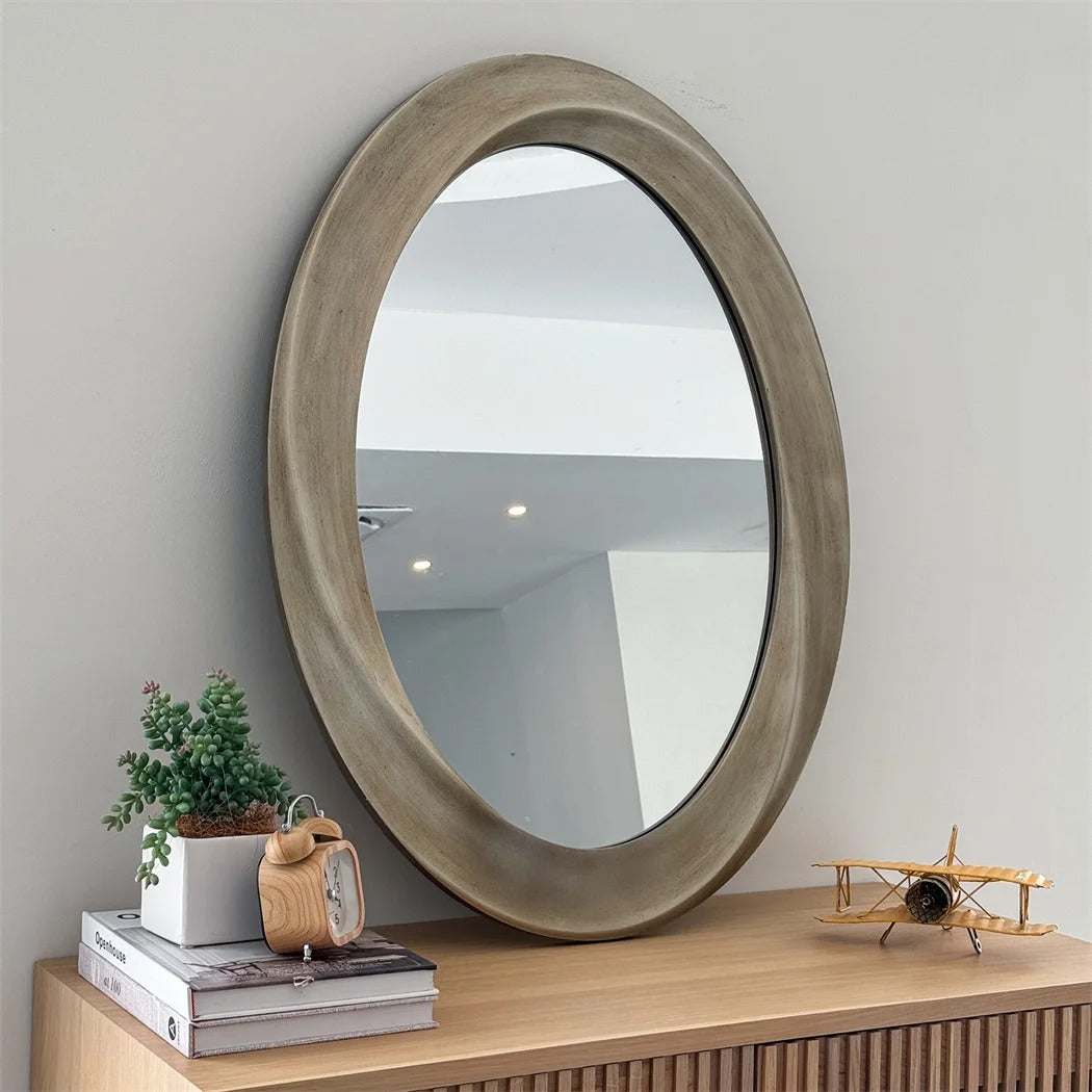 Antique Baroque Gold Oval Wall Mirror – Beveled Decorative Accent Mirror for Living Room, Bedroom & Entryway