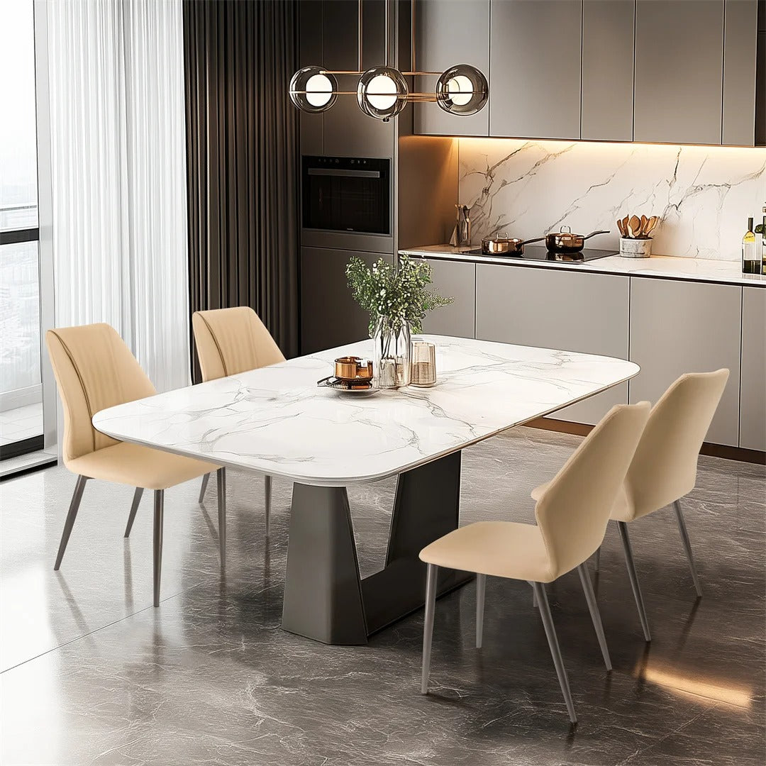 Elegant Dining Chairs Set of 2 Microfiber Leather Armless (2pcs)