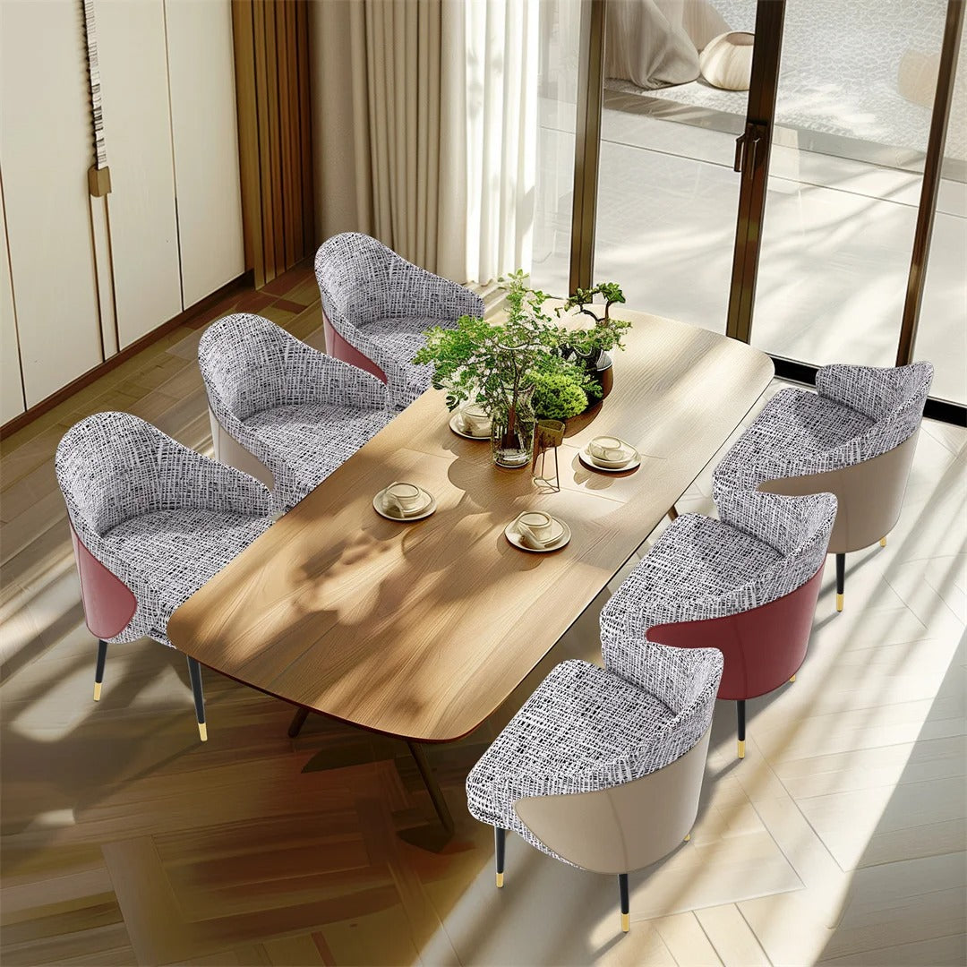 Design Chairs Wooden Leather Dining Chair(2pcs)
