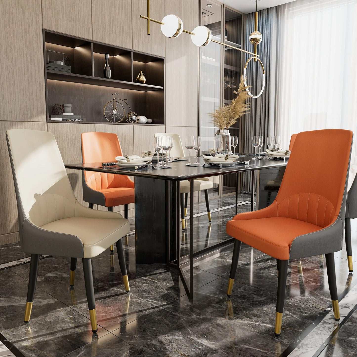 Faux Leather Dining Chairs Set of 2