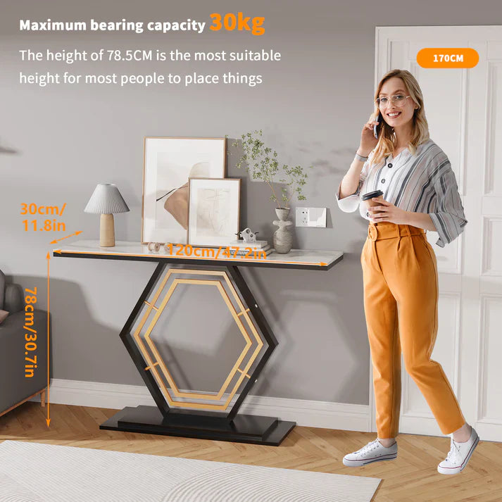 Console Entry Table with Geometric Base for Entryway