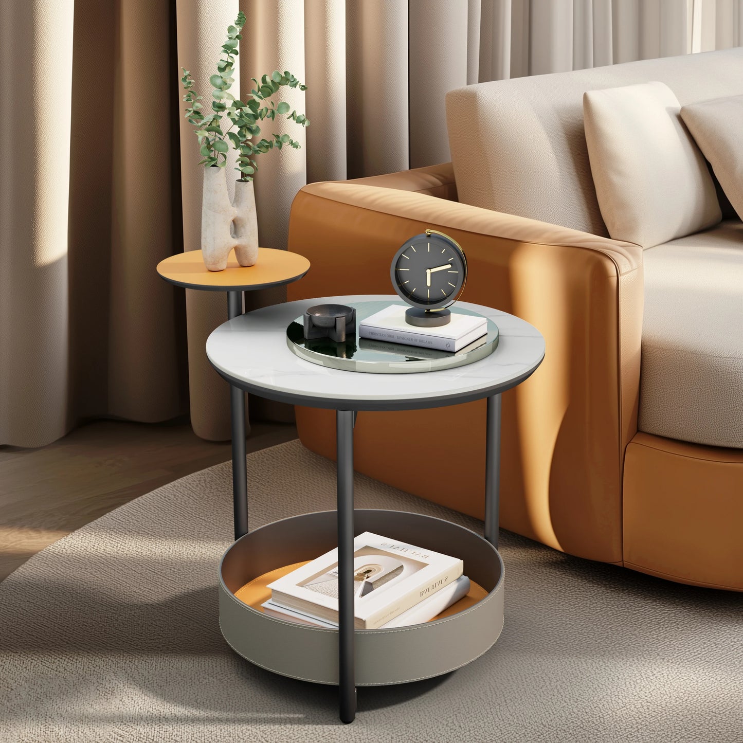 3-Tier Round Side End Table