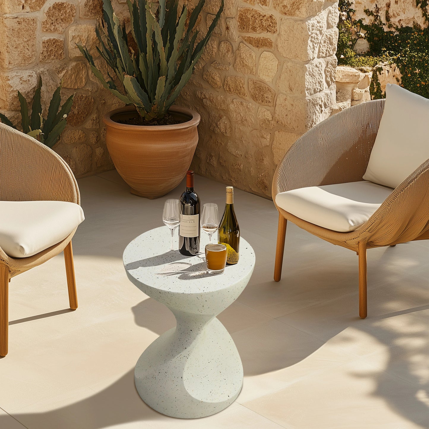 Mediterranean Style Lightweight Concrete Side Table