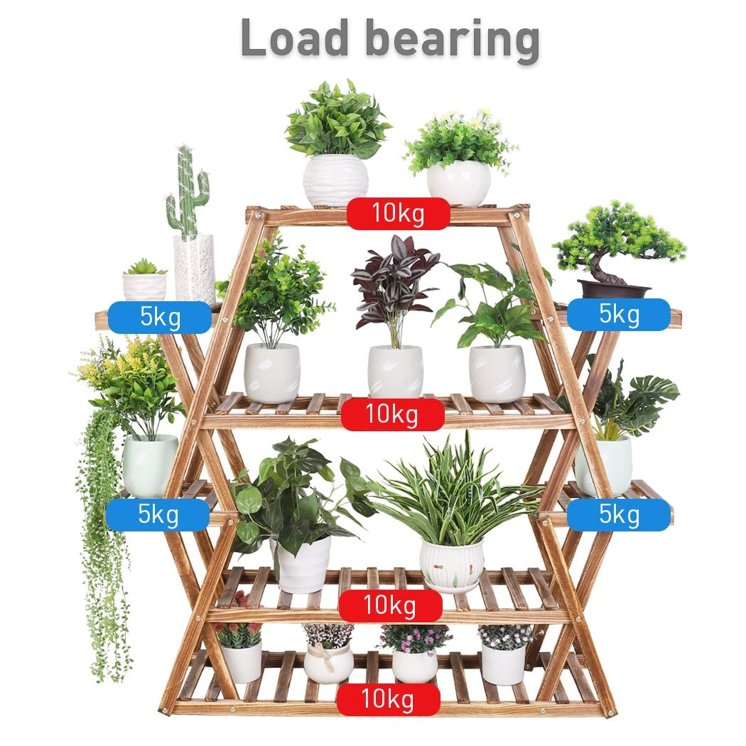 6 Tier Large Triangular Wood Plant Stand,Plant Corner Display