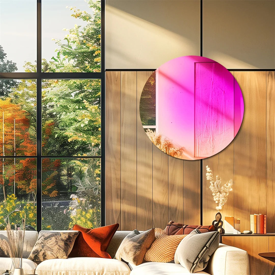 Rainbow Iridescent Round Wall Mirror – Decorative Glass Accent for Living Room, Entryway & Home