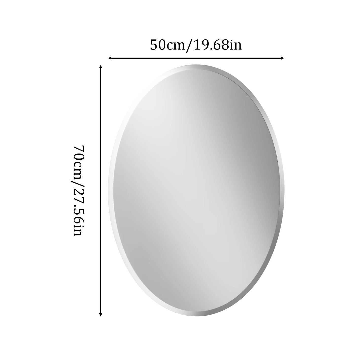 Oval Frameless Bathroom Mirror – High-Definition Vanity Mirror with Beveled Edge for Entryway & Living Room
