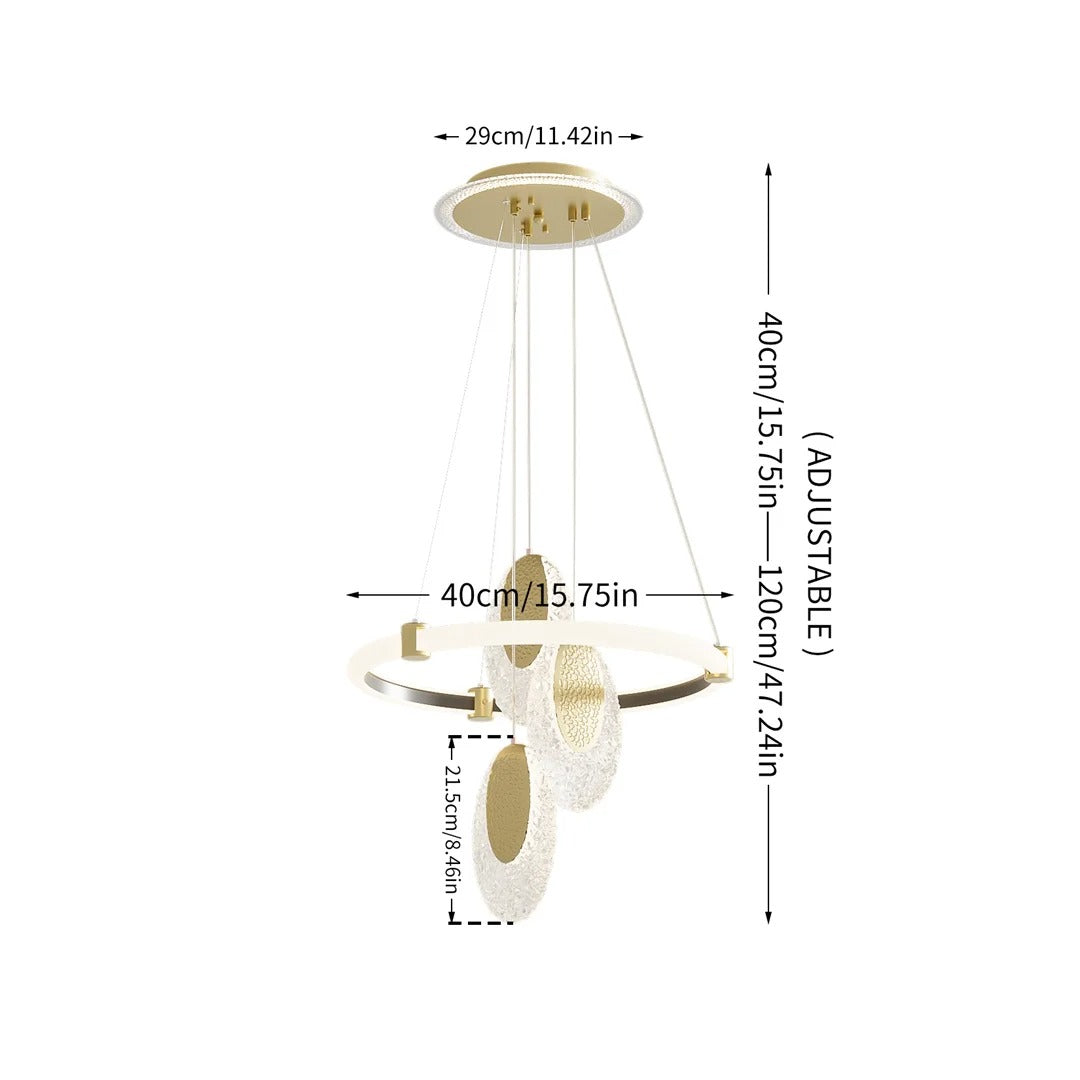 3-Layer Modern LED Ceiling Chandelier – Acrylic Water-Drop Pendant Light with 3-Colour Adjustable Lighting