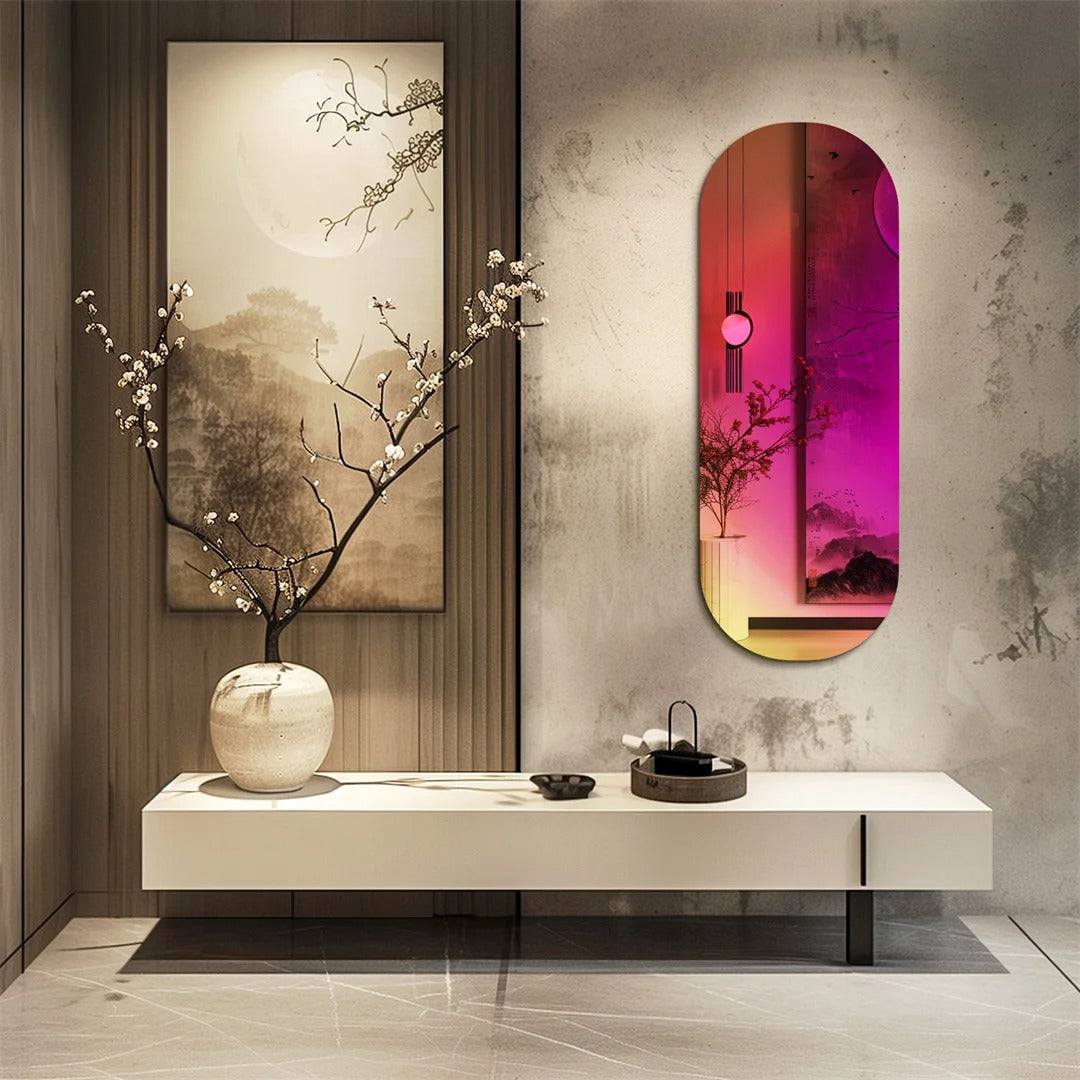 Aesthetic Iridescent Full-Length Wall Mirror – Rainbow Glass Accent Mirror for Bedroom & Living Room