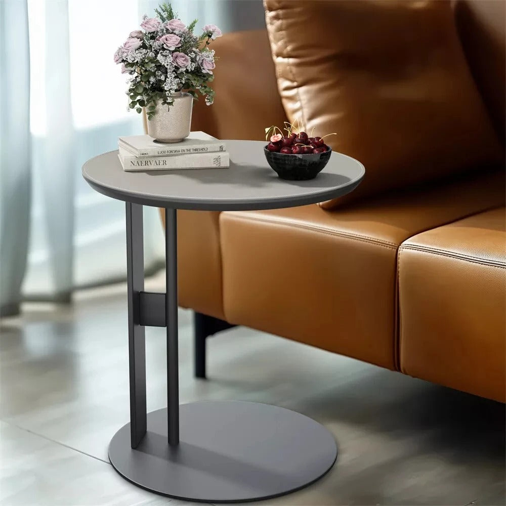 Modern Minimalist Colorblock Saddle Leather End Table Side Ta