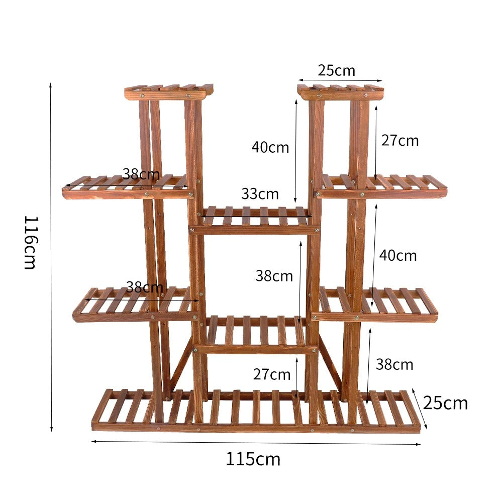46" Multi-Tier Wooden Plant Stand – 16-Pot Flower Display Rack for Indoor & Outdoor Patio or Garden