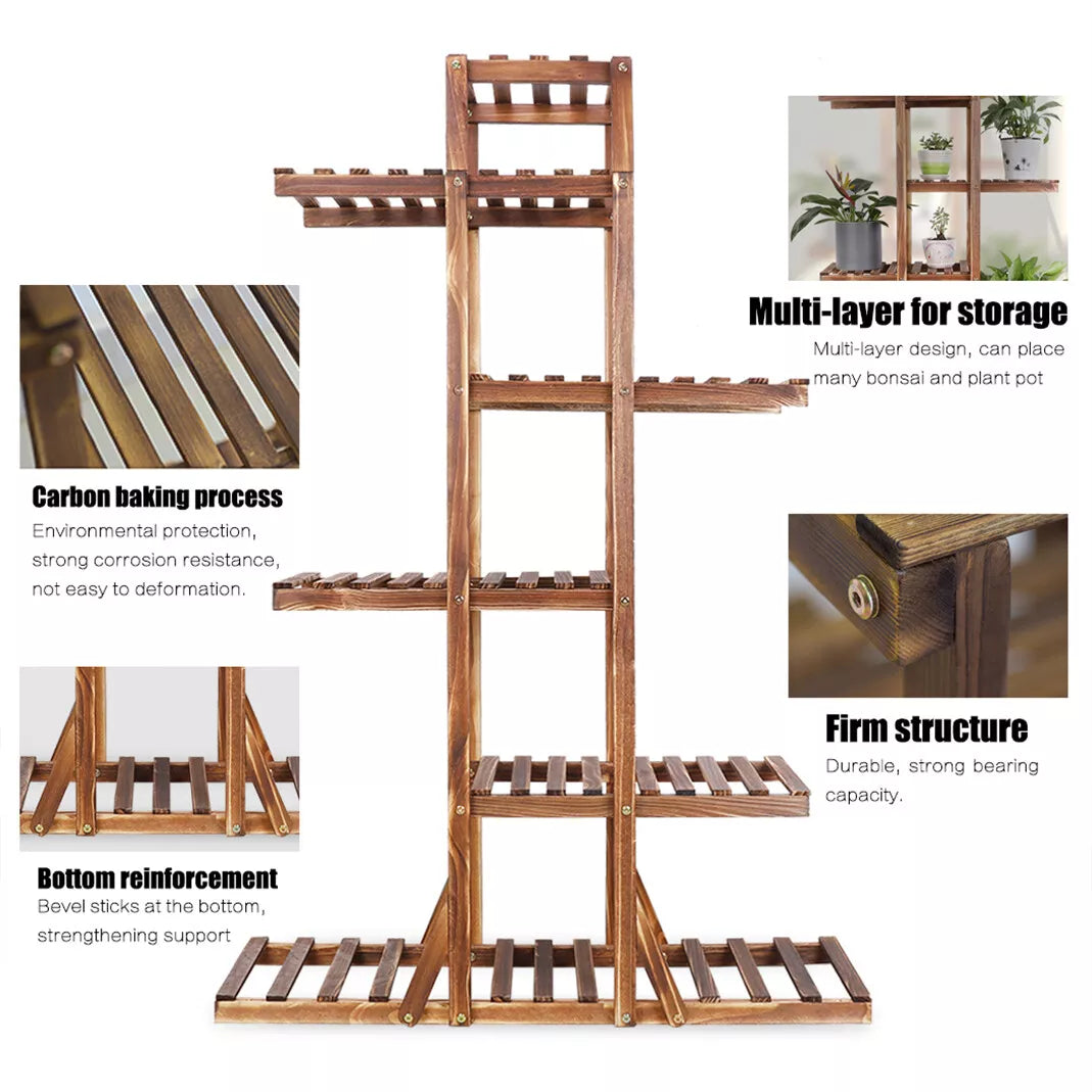 Multi Tier Wooden Plant Stand Holder