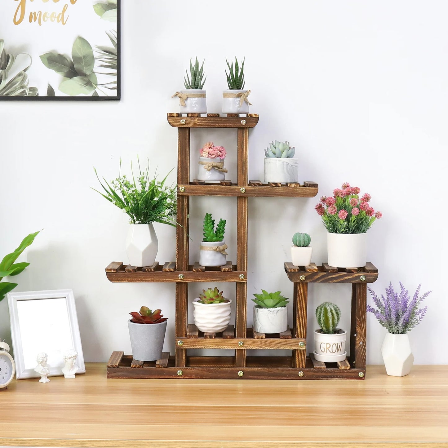 Wooden Corner Plant Shelf – Indoor/Outdoor Stand for Pots and Decorative Displays