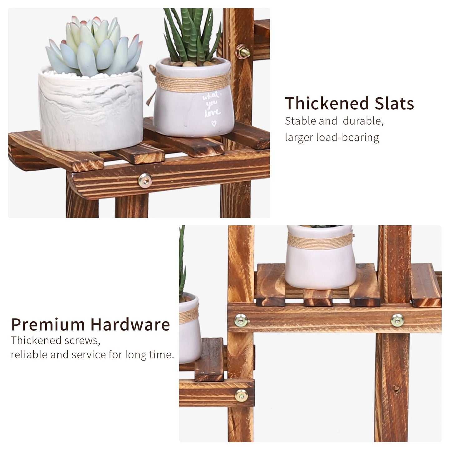 Solid Pine Wood Multi-Tier Plant Stand – Indoor & Outdoor Flower Pot Holder and Ladder Shelf