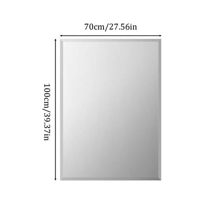 Frameless Rectangle Wall Mirror – Beveled Silver Edge Vanity Mirror for Bathroom, Bedroom, Living Room & Dining Room