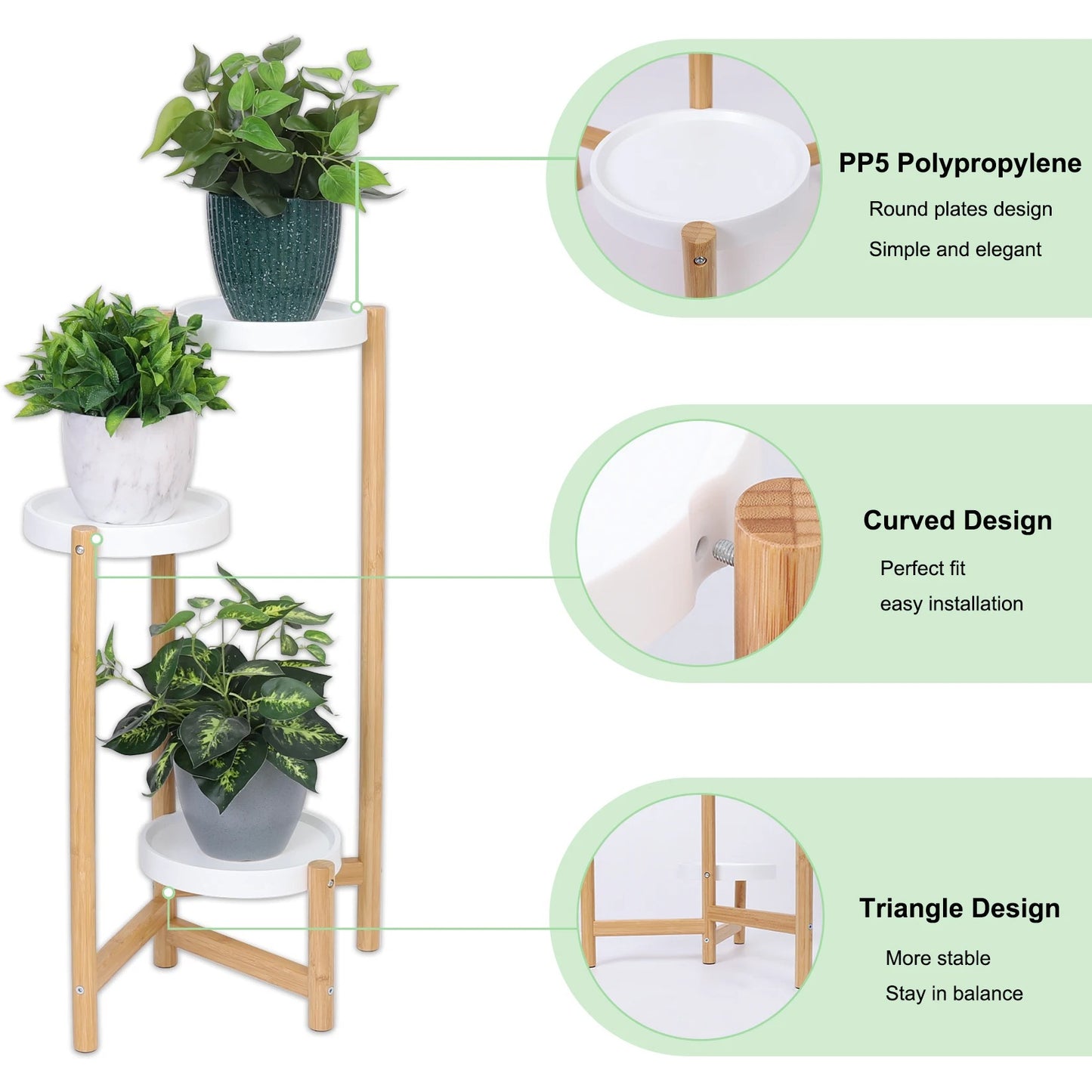 3-Tier Bamboo Plant Stand – Elegant Flower Shelf & Storage Rack for Your Balcony, Garden, and Outdoor Spaces