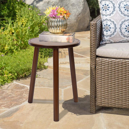 Set of 2 Small Round Wooden End Side Tables – 3-Leg Plant Stands & Flower Pot Holders