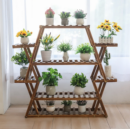 6 Tier Large Triangular Wood Plant Stand,Plant Corner Display