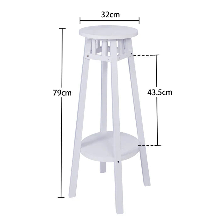 A Set Of 2 Minimalist White Wooden Plant Stands Garden Flower Holder