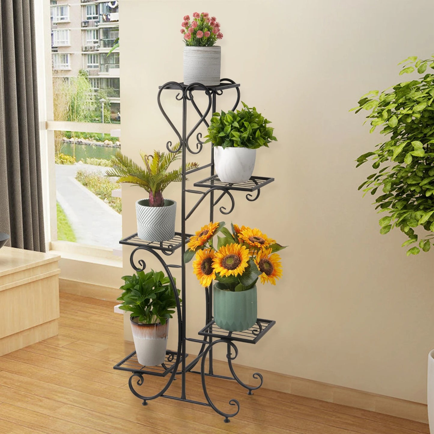 4-Tier Metal Plant Stand – Indoor/Outdoor Flower Display Rack for Balcony and Living Room