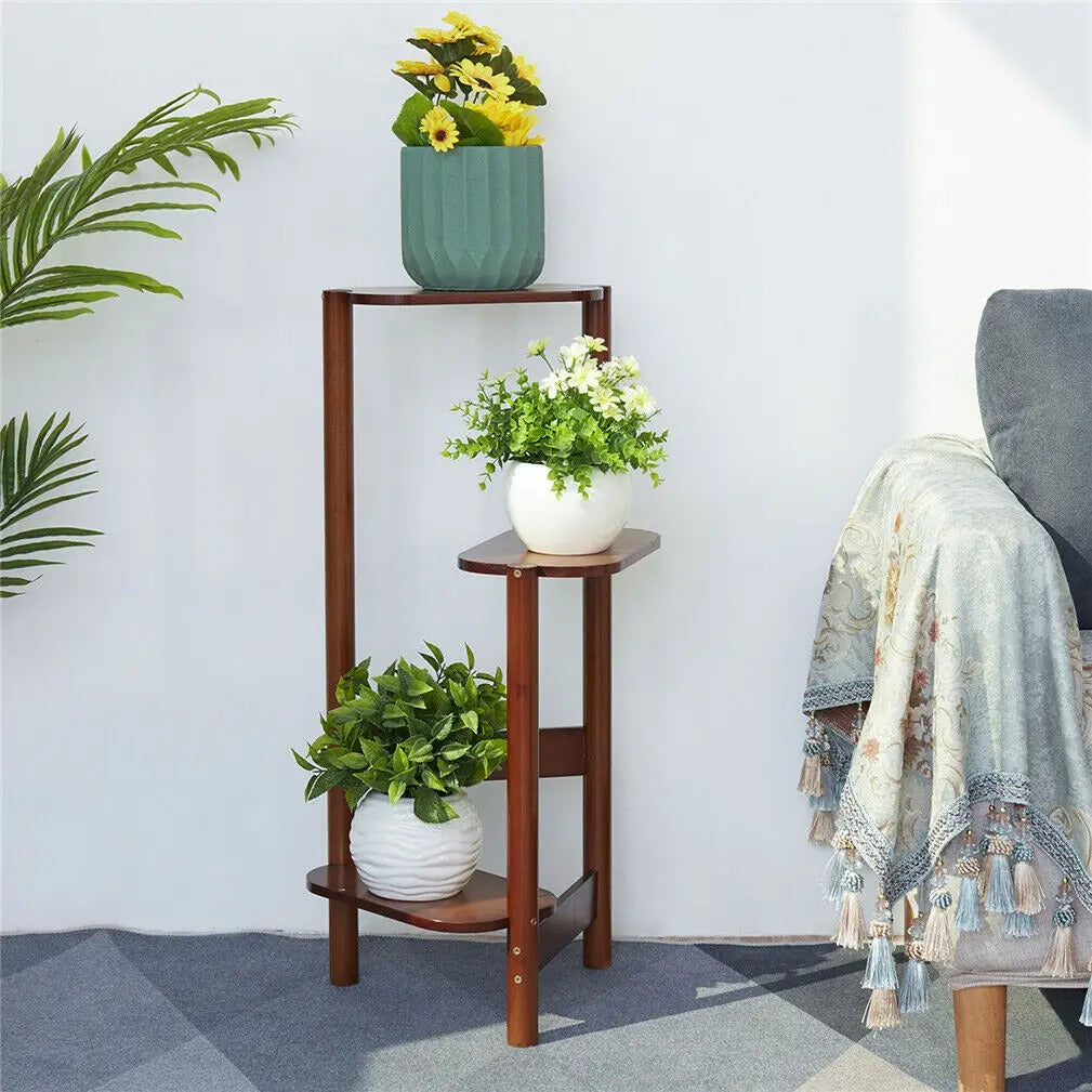 3-Tier Bamboo Corner Plant Stand – Simple Flower Pot Holder for Indoor & Outdoor Spaces