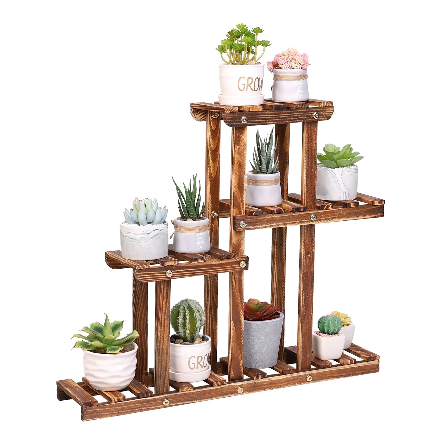 Solid Pine Wood Multi-Tier Plant Stand – Indoor & Outdoor Flower Pot Holder and Ladder Shelf