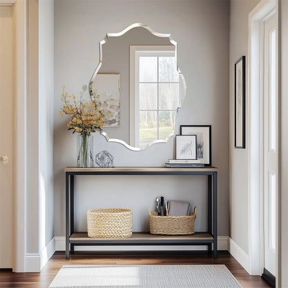 Minimalist Asymmetrical Frameless Wall Mirror – Beveled Edge Vanity Mirror for Bathroom, Hallway & Entryway