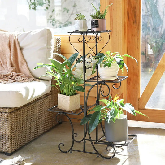 4-Tier Metal Plant Stand – Indoor/Outdoor Flower Display Rack for Balcony and Living Room