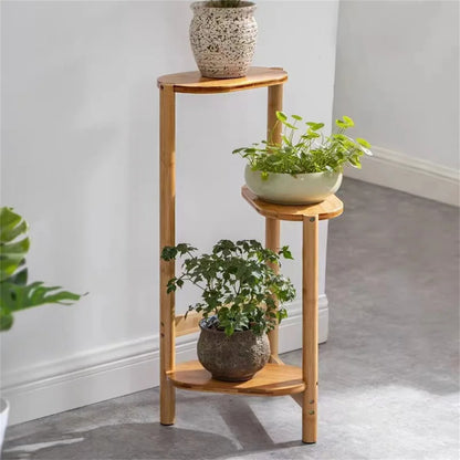 3-Tier Bamboo Corner Plant Stand – Simple Flower Pot Holder for Indoor & Outdoor Spaces