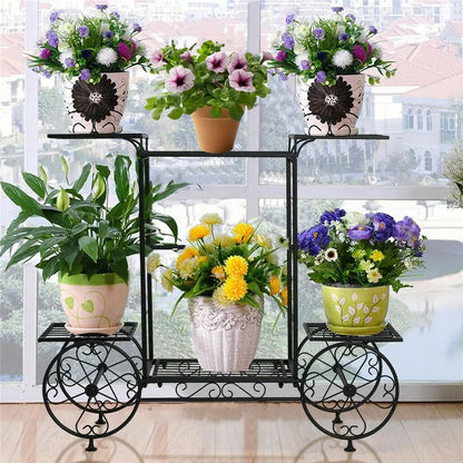 6-Tier Wrought Iron Plant Stand – Indoor/Outdoor Garden Cart Display Shelf for Home Décor