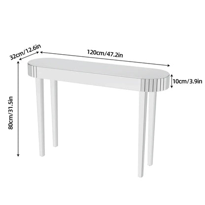 Silver Mirrored Console Table Furniture 47.2 Inch Long