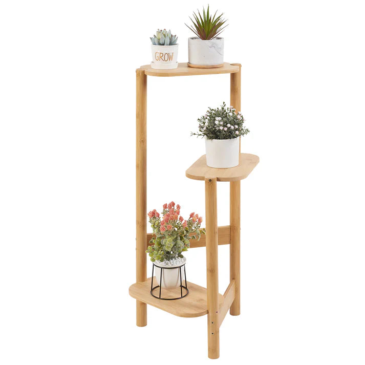 Tall Bamboo Wood Corner Plant Rack Sta