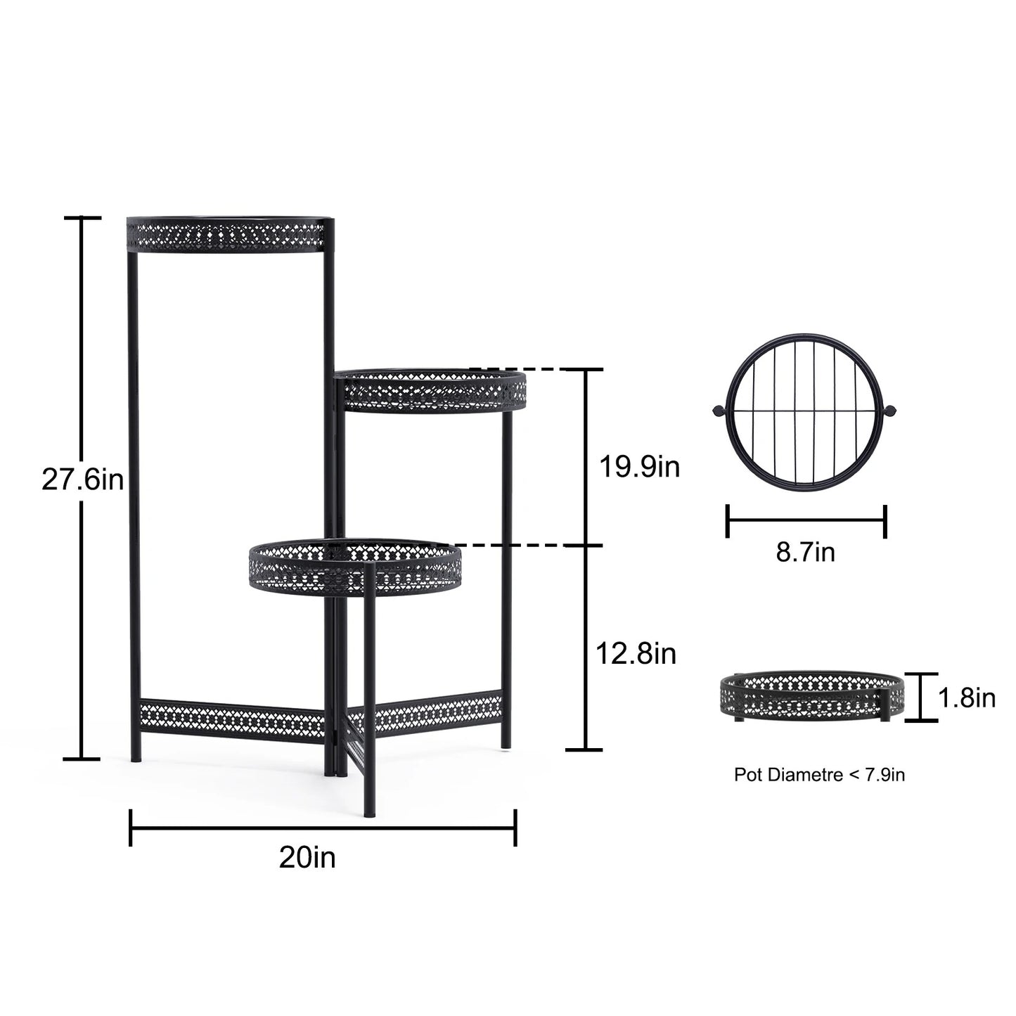 3/4-Tier Foldable Metal Ladder Plant Stand – Indoor/Outdoor Flower Display Shelf for Home, Garden, and Patio