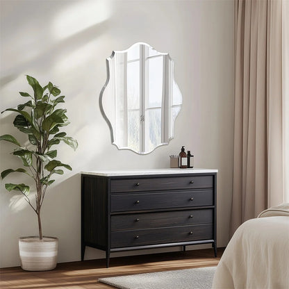 Minimalist Asymmetrical Frameless Wall Mirror – Beveled Edge Vanity Mirror for Bathroom, Hallway & Entryway