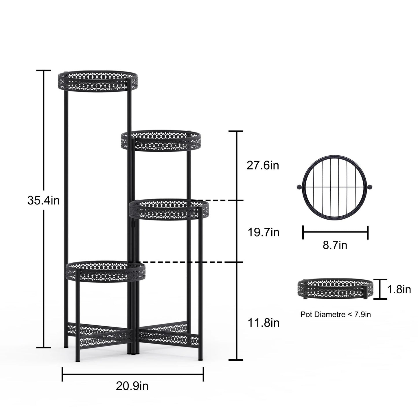 3/4-Tier Foldable Metal Ladder Plant Stand – Indoor/Outdoor Flower Display Shelf for Home, Garden, and Patio