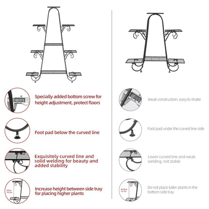 9 Tiers Metal Plant Stand Multi-layer Flower Pots Holder Display Rack for Garden Patio Balcony