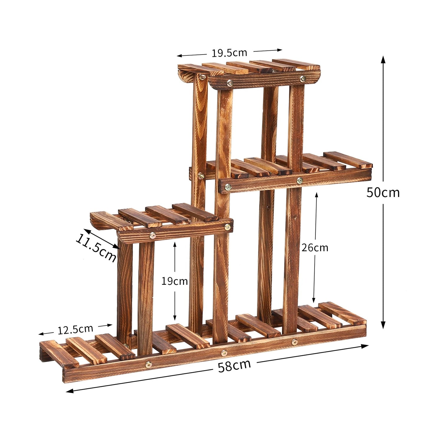 Solid Pine Wood Multi-Tier Plant Stand – Indoor & Outdoor Flower Pot Holder and Ladder Shelf