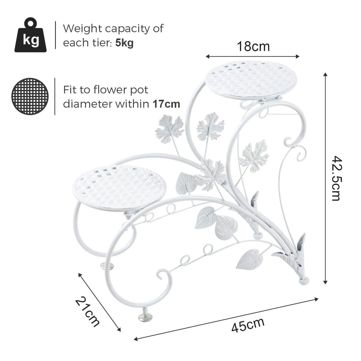 2-Piece Rustproof Metal Plant Stands – 4-Tier Flower Display Racks in White & Black for Gardens, Balconies, and Offices