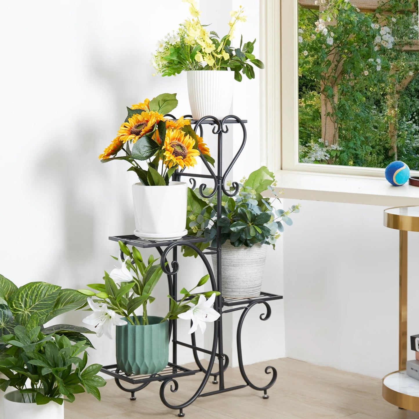 4-Tier Metal Plant Stand – Indoor/Outdoor Flower Display Rack for Balcony and Living Room