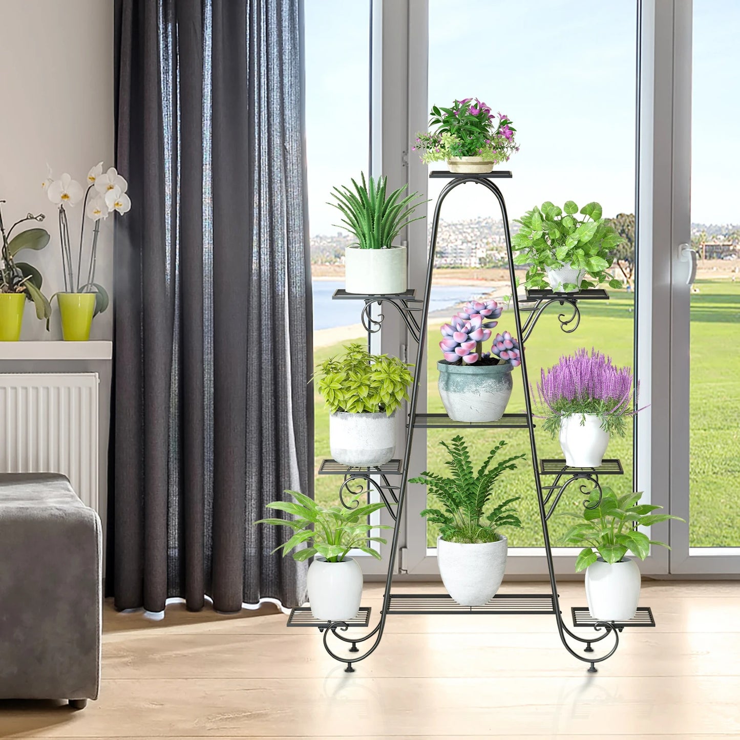 9 Tiers Metal Plant Stand Multi-layer Flower Pots Holder Display Rack for Garden Patio Balcony