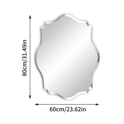 Scalloped Frameless Wall Mirror – Polished Silver Beveled Edge Mirror for Bathroom, Bedroom, Vanity & Living Room